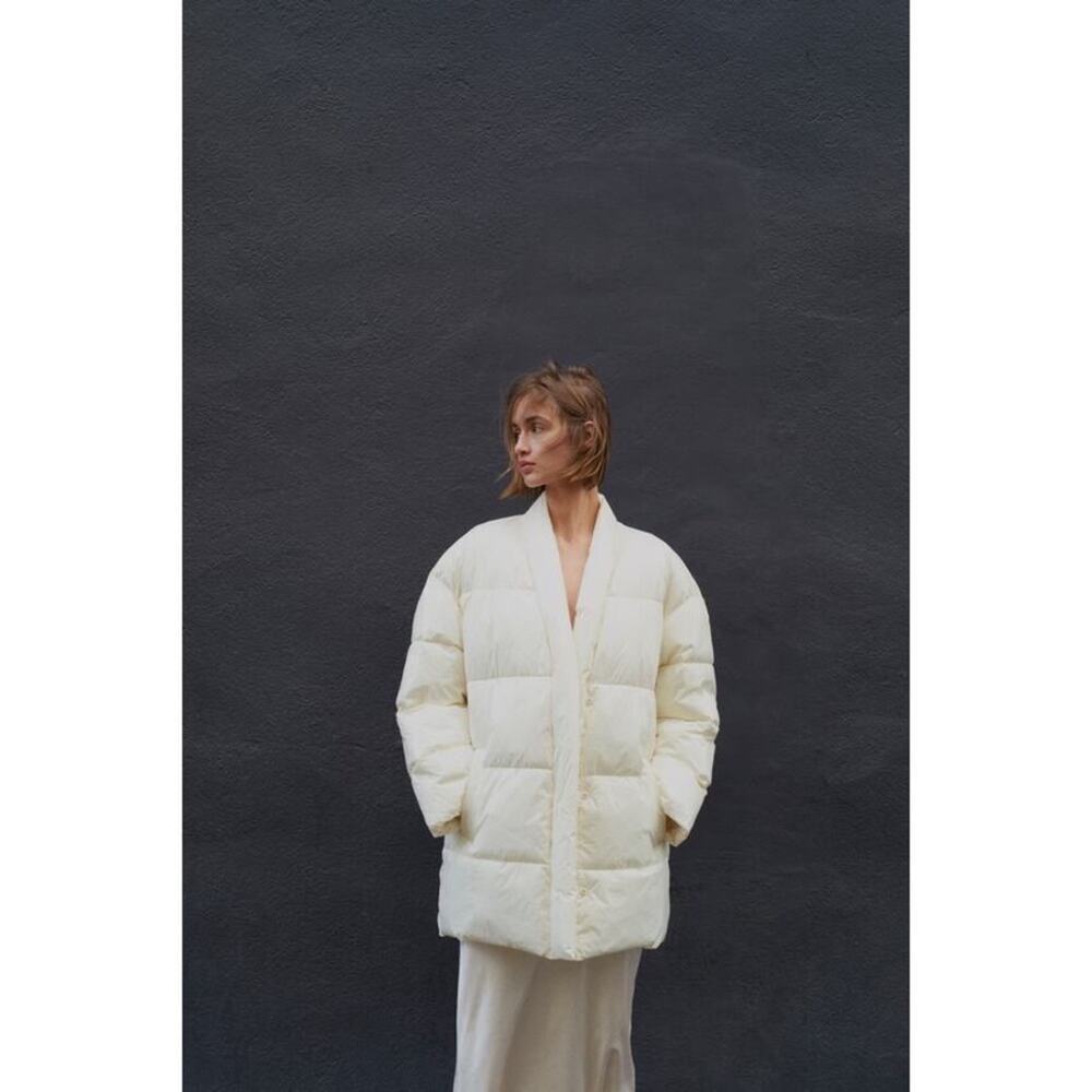 Zara Oversized Button Down Puffer Coat